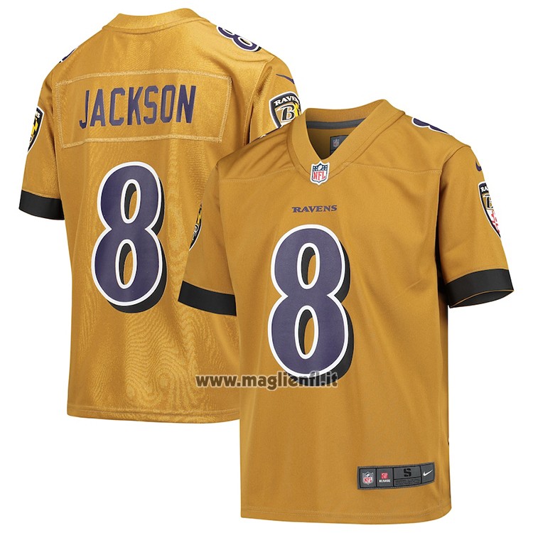 Maglia NFL Game Bambino Baltimore Ravens Lamar Jackson Inverted Gold